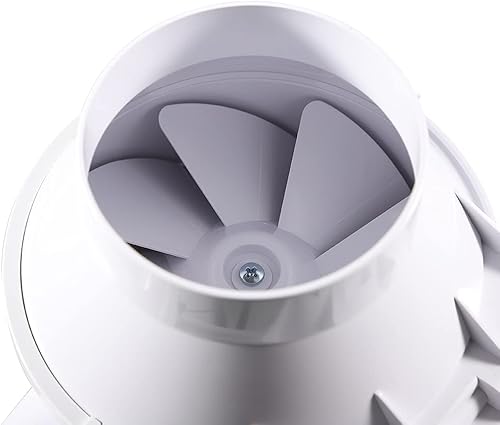 Miniatura 5 de Ventilador silencioso de conducto en línea de 4 pulgadas, ventiladores extractores blancos con 2 velocidades, ventiladores de escape de ventilación