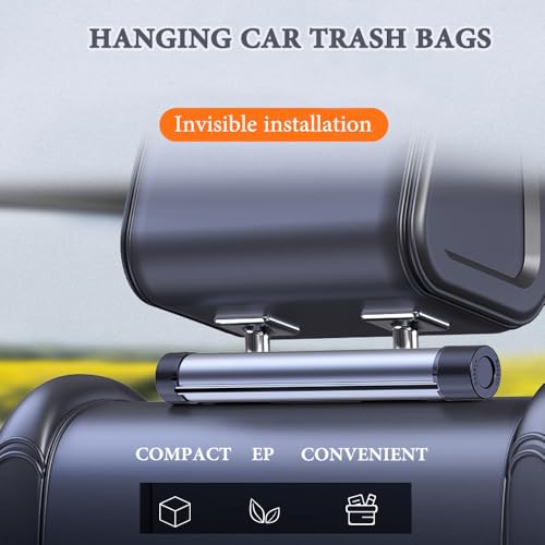 Image of Aluminium Alloy Car Trash Can, 2L Grey, Collapsable, Portable, Hang on Seat Back