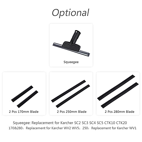 Image of 2Pcs Rubber Squeegee Replacement Blades, 250mm /280mm Squeegee Rubber Accessory Black Squeegee Replacement Rubber for Glass Doors Windows Bathroom Car Windshield (2 Pcs 250mm Blade)