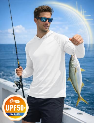 Image of KEFITEVD Men's Sun Hoodie Long Sleeve Fishing UPF 50+ SPF Quick Dry Shirts