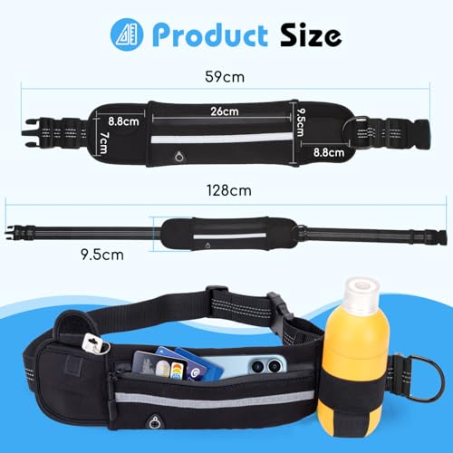 Nobleza Joggingleine für 2 Hunde mit Bauchgurt, Freihändig Laufleine für Hunde, Reflektierend Elastisch Laufleine zum Joggen Laufen Wandern