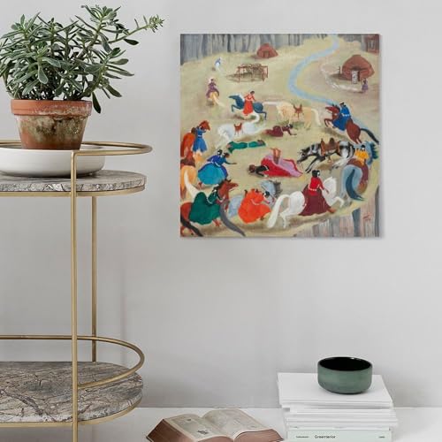 Impression giclée Course relais Dorothy Brett | Toile vintage 71x71 cm