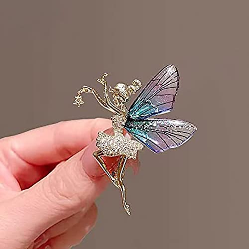 Vintage Guardian Angel Pin Brooches For Women Angel Wings Zirconia Brooch Flying Dancing Girl Brooch Elegant Wedding Bouquet Brooches Jewelry Gift For Girls (Bule) #TOP4