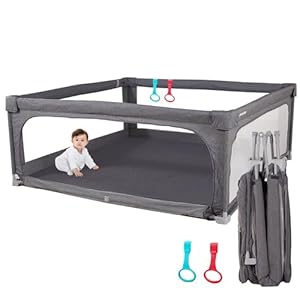 No Assembly Foldable Baby Playpen for Infants & Toddlers, Extra Large Portable Playard with Breathable Mesh, Compact Travel Play Yard Indoor Outdoor Safety Gate Instant Setup Play Pen