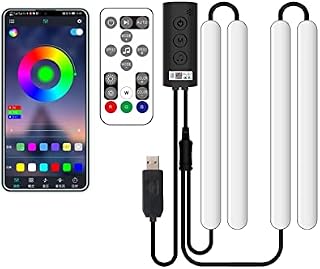 CHUACHUA Bai Shi Wu 48 LED Remote App Control Light Strip DIY Mode And Music Sync Under Dash Lighting With USB Car Charger DC12V Interior Lights (Emitting Color : USB)