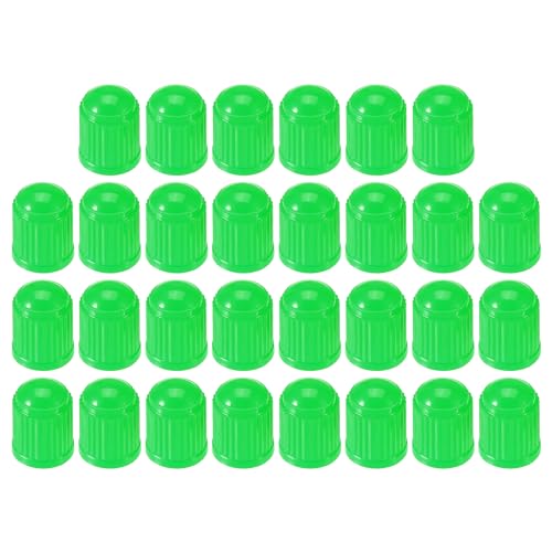 A ABSOPRO Tapas de Válvula de Neumático Universal para Coche SUV, 12mm, Plástico, Verde, 30 Unidades