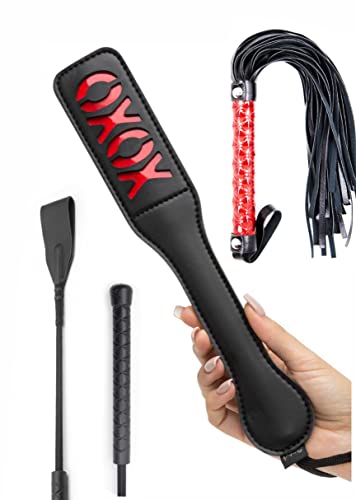 Crop+Whip+Paddle - Leather Horse Whip - Horse Crop English - Whip and Riding Crop - Leather Whips for Play - Riding Paddle Black - Riding Crop Set - Horse Training Crop