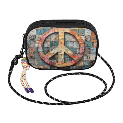 Crossbody Bags Colored Peace Sign print, Fabric Mini Phone Purse for Women Men with Removeable Strap for Travel Hiking2