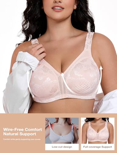 Image of Wingslove Women's Minimizer Bras Full Coverage Wirefree Comfort Plus Size Bra Large Bust Non Padded