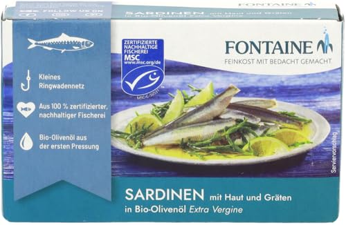 Sardinen mit Haut und Gräten in Bio-Olivenöl 6 x 120 g