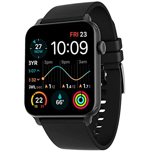 Image of Tokdis Vortex Bluetooth Calling Smartwatch with Stylish 1.80 inch Curved IPS Display, Working Crown, Heart & Spo2 Monitoring, 100+ Watch Faces, Activity Tracking for Men & Women - Black