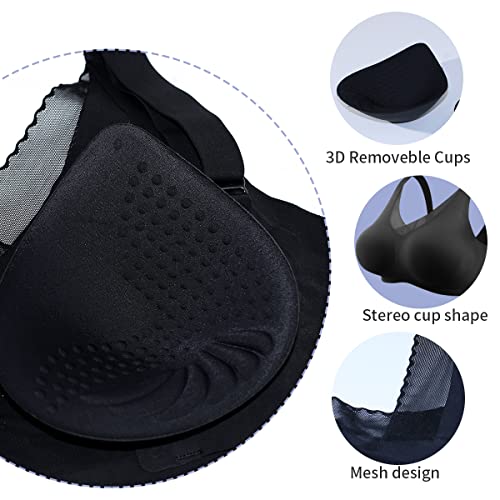 Image of Seamless Post-Surgery Bra for Women, Pocket Mastectomy Bras for Breast Prosthesis with Cotton Breast Forms Set