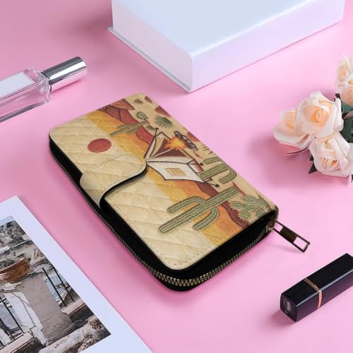 Image of COEQINE Ladies Wallets Pink Leopard Heart Black Printed Leather Phone Long Clutch Purses Check Coin Change Holder