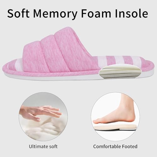 Image of shevalues Open Toe House Slippers for Women Men Memory Foam Bedroom Shoes