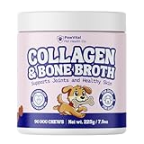 Collagen & Bone Broth for Dogs – Hip + Joint Support, Gut Health for Hair, Skin & Nails – with Glucosamine, MSM, Chondroitin, Turmeric – Natural Treats Made with Real Chicken & Beef