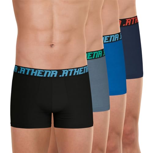 Athena - Lot de 4 Boxers Homme My Petit Prix - Coton Stretch - Label Oeko-TEX Standard 100