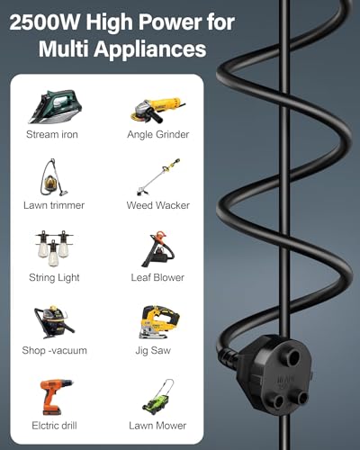 Image of FEDUS Long 18AWG Heavy Duty Male to Female 3 Pin Power Extension Cord Wire, 10amp Indoor Outdoor Power Extension Electrical Extender Cable for appliances, Electronics, and Tools (15-METER)