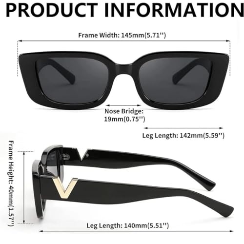 Image of IFLASH Rectangle Sunglasses for Women 90s Retro Trendy Y2K Classical Vintage Square Shades
