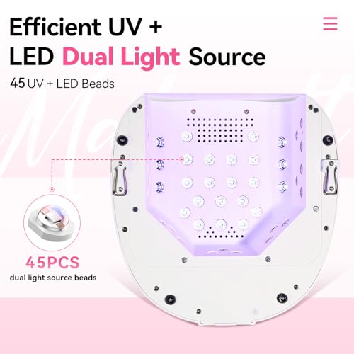 Makartt UV Nail Lamp – 30W Fast Curing UV Light with Handle Rechargeable Cordless Nail Dryer for Gel Nail Polish with 45 Beads Dual Lights 4 Timers LCD Smart Sensor for Nail Art Design(White) — view 5