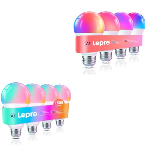 Lepro Bundle - 2 Items : B1 AI Smart Light Bulbs 4 Pack & B3 AI Smart Light Bulbs 4 Pack