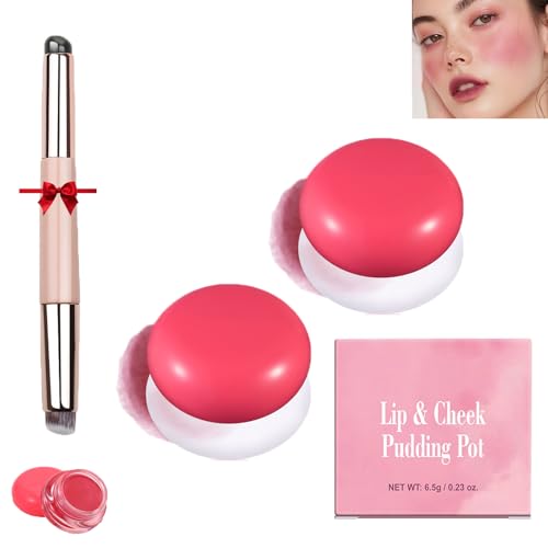 Korean Pudding Pot Blush,Korean Pudding Pot Lip,Korean Pudding Pot Makeup,Blurring Pudding Pot Lip,Blurry Pudding Pot for Lip&Cheek,Blurring Makeup Blush,Long-Lasting Buildable (2*#07) -  Krisuary