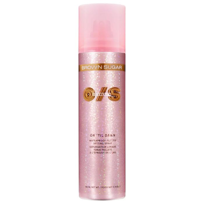 O/S by P-Starr - Waterproof Glitter Setting Spray – Long-Lasting, Transfer-Resistant Makeup Finishing Mist, Brown Sugar Shade, All-Day Hold Size: (3.4/143m)