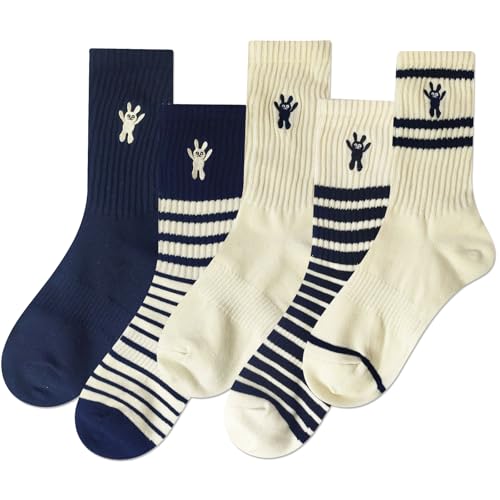 Image of IIG 5 Pairs Womens Novelty Cute Crew Socks Colorful Funny Ankle Socks Gifts for Womens Socks