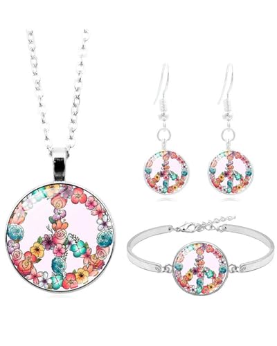TPZORJX Déguisement Hippie Femme Années 70-80 Collier et Bracelet - 3 Pièces