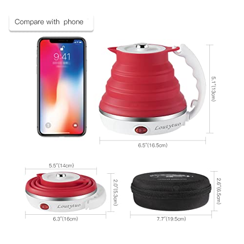 Image of Ultrathin Upgraded Food Grade Silicone Travel Foldable Electric Kettle Boil Dry Protection Portable with Dual Voltage and Separable Power Cord,555ML 110-220V US Plug