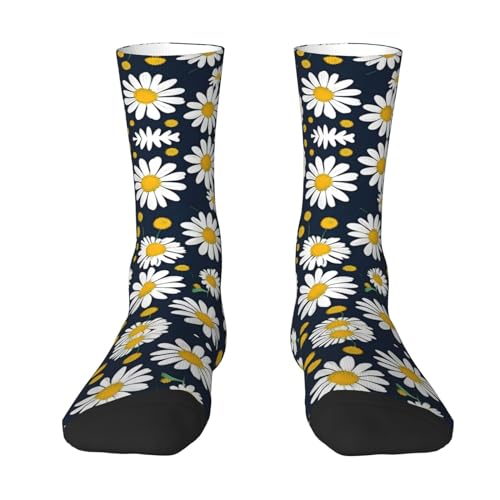 Tnnutp Calcetines vintage de moda con diseño de margaritas florales, calcetines suaves y cómodos, calcetines de botas de regalo para hombres y mujeres, calcetines de correr, blanco, Talla única