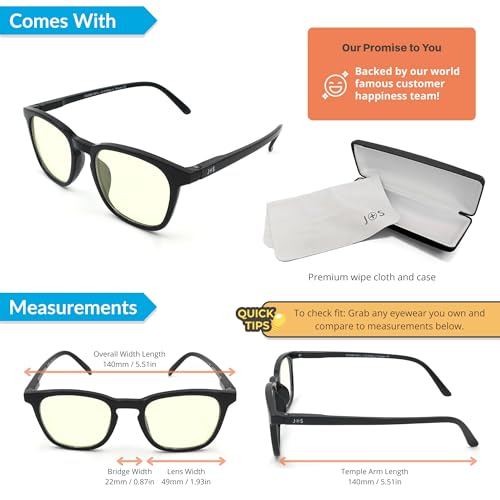 Image of J+S Vision Blue Light Blocking Glasses for Men Women | Computer Gaming Work| Anti Strain Fatigue UV Glare | Medium-Small Fit