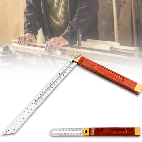 Multi Winkelschmiege, T-Schmiege aus Edelstahl, Verstellbar mit Streichmaß-Funktion, Multifunktionswinkel für Handwerker, Holzbearbeitung