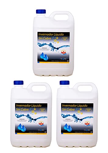 Pack 3 UDS - INVERNADOR LÍQUIDO SIN Cobre 15 litros (3x5 L.) - Desinfectante y Algicida para el Tratamiento de Piscinas en Invierno - Apto Piscinas Liner DIASA