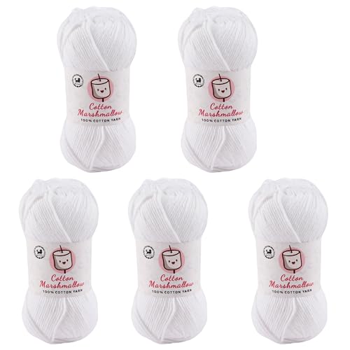 Image of NESTNHAVEN Cotton Marshmallow 100% Cotton Yarn - (50 g, 130 m) - Luxury Yarn for Crochet, Amigurumi, Embroidery, Toys, Garments, Flowers and Hobby Projects (White) |