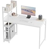 CubiCubi Computer Desk 40 inch with Storage Shelves Study Writing Table for Home Office,Modern Simple Style, White