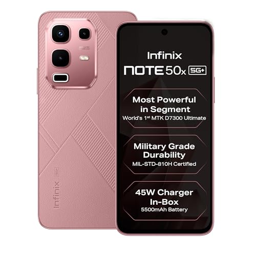 Image of Infinix Note 50x 5G+ (Sunset Spice Pink, 6GB RAM, 128GB Storage) | MediaTek D7300 Ultimate | 90FPS BGMI Gaming | 5500mAH Battery with 45W FastCharge | 650K+ AnTuTu | Infinix AI