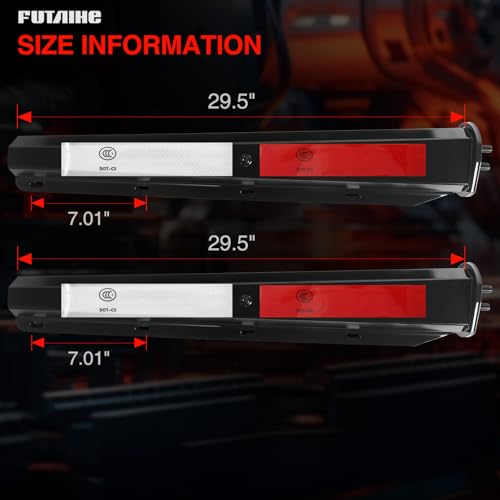 Image of Black Straight Spring Loaded Mud Flap Hanger with Reflective Strip Sticker Bracket Heavy Duty Mudflap Holder Set for Semi Trucks 1-1 /8 inch Bolt Spacing 29.5 inch Length 2pcs