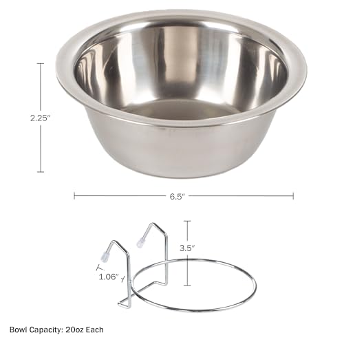 Petmaker Futternäpfe aus Edelstahl, für Käfig, Zwinger und Käfige, zum Aufhängen, für Futter und Wasser, je 590 ml, spülmaschinenfest, 2 Stück
