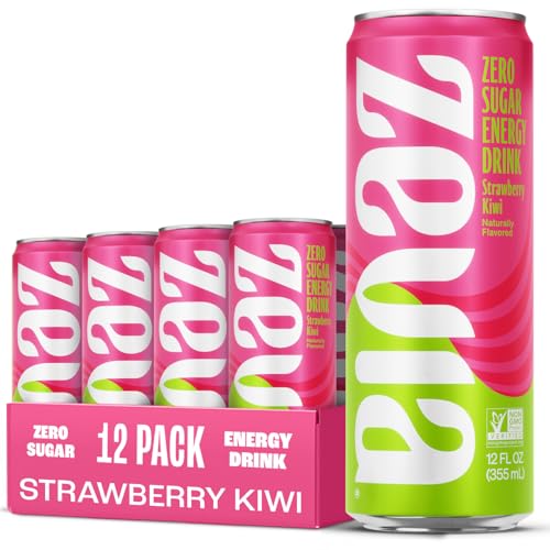 Zevia Zero Calorie Energy Drink, Strawberry Kiwi, 12 Ounce Cans (Pack of 12)