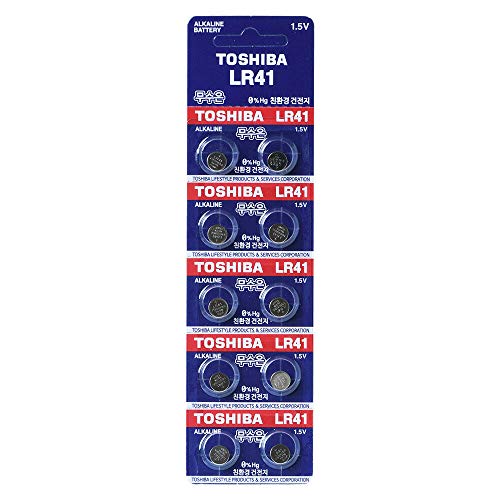 Toshiba LR41 Battery 1.5V Alkaline 392 AG3 LR736 (10 Batteries) - Original Toshiba Red Packaging