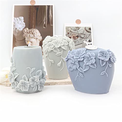 Fogun Rattan Flower Silicone Candle Mould, Reusable Candle Moulds 3D Candle Making Hexagon Cylinder Candle Molds Silicone For Diy 3D Candle #TOP5