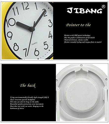 Jibang Bathroom Wall Clock, Waterproof Suction Cup Silent Non Ticking Clocks With Stand For Desk Bedroom Home Office School (4 Inch, White) #TOP7