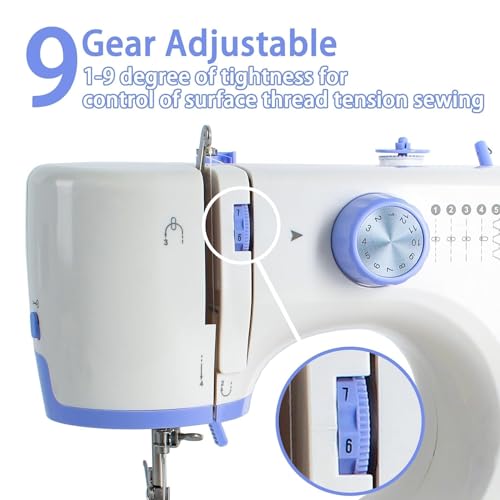 Image of Stoigeld Sewing Machine for Beginners with 20Pcs Fabric & 32Pcs Sewing Threads Kit,Portable Sewing Machine with 12 Built-in Stitches & 2 Speed(High-Low Speeds)-BW724