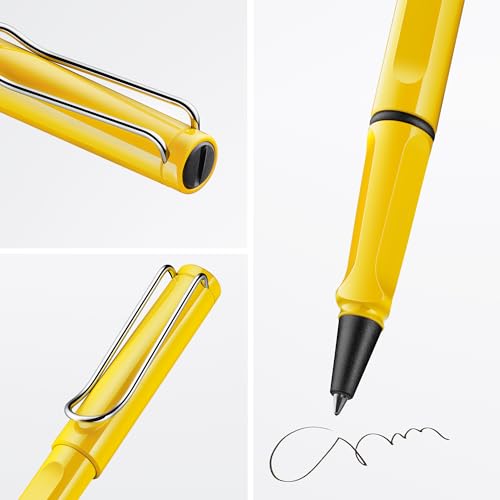 Image of Lamy Safari Yellow Roller Ball Pen with Medium M63 blue refill