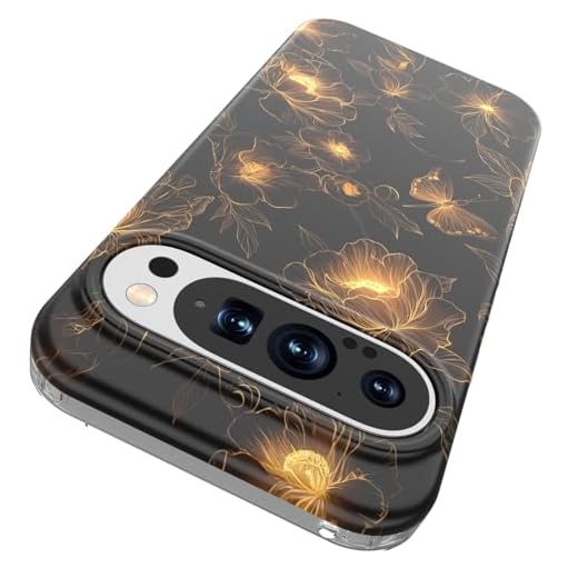 ACKETBOX for Google 9 Pro XL Case,Slim Lightweight Drop Protection,Anti Yellowing,Anti Scratch,Hard PC Back,Accurate Button,Support Wireless Charging,Black Butterfly