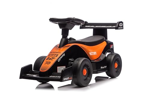 NINODOVAE Ride On Car NO POWER, with horn music, storage, Toddler Walker Foot To Floor Slider racing car design age for 18-36 months (Orange)