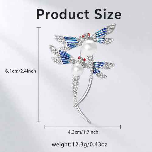Image of Dragonfly Brooch Pin for Women Rhinestone Lapel Pins Vintage Animal Brooches for Costume Accessories