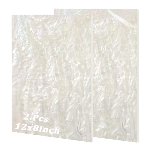 Image of Pearl Glitter Cast Acrylic Sheet 1 /8 Inch for Laser Cutting 12x8 Inch Sparkly Water Stream Pattern for Laser Engraving, Crafts, DIY Projects (2, White, 12x8 Inch)