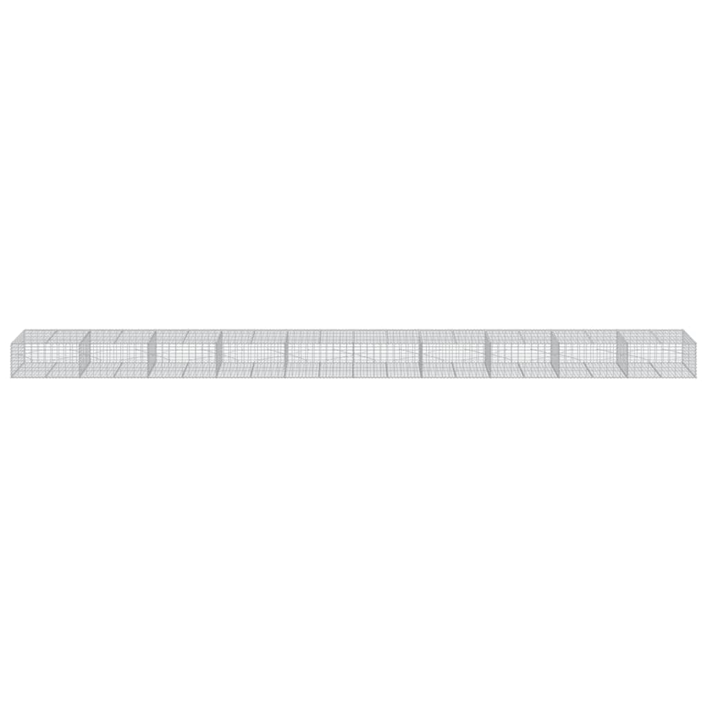 Gavión con tapa, 1000 x 100 x 50 cm, cesta de piedra | Cesta de alambre galvanizado resistente para jardín, ideal como protección visual o borde de parterres sin piedras.