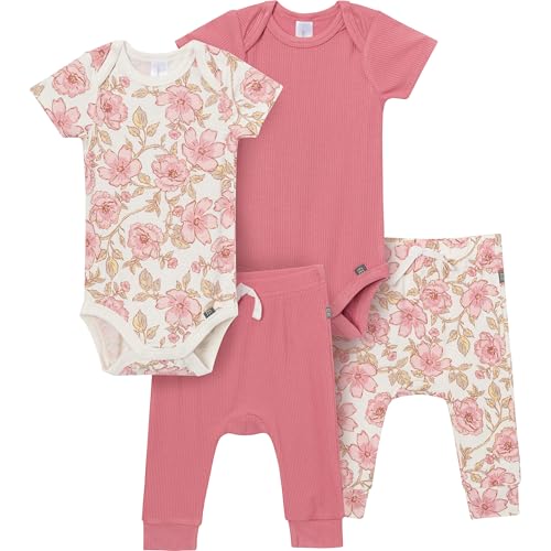 Image of Modern Moments by Gerber Baby Viscose 4-Pack Bodysuit & Pant Set